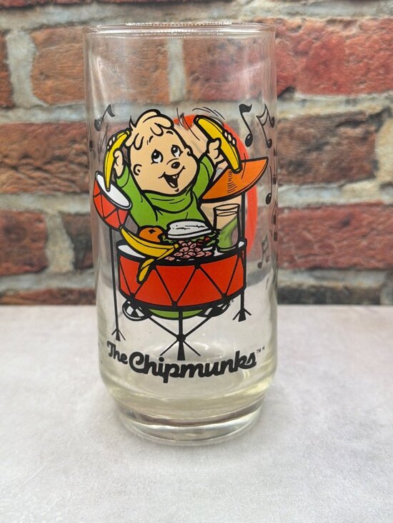 Bagdasarian Productions Other - Vintage 1985 Alvin & The Chipmunks Theodore Glass Tumbler By Bagdasarian
